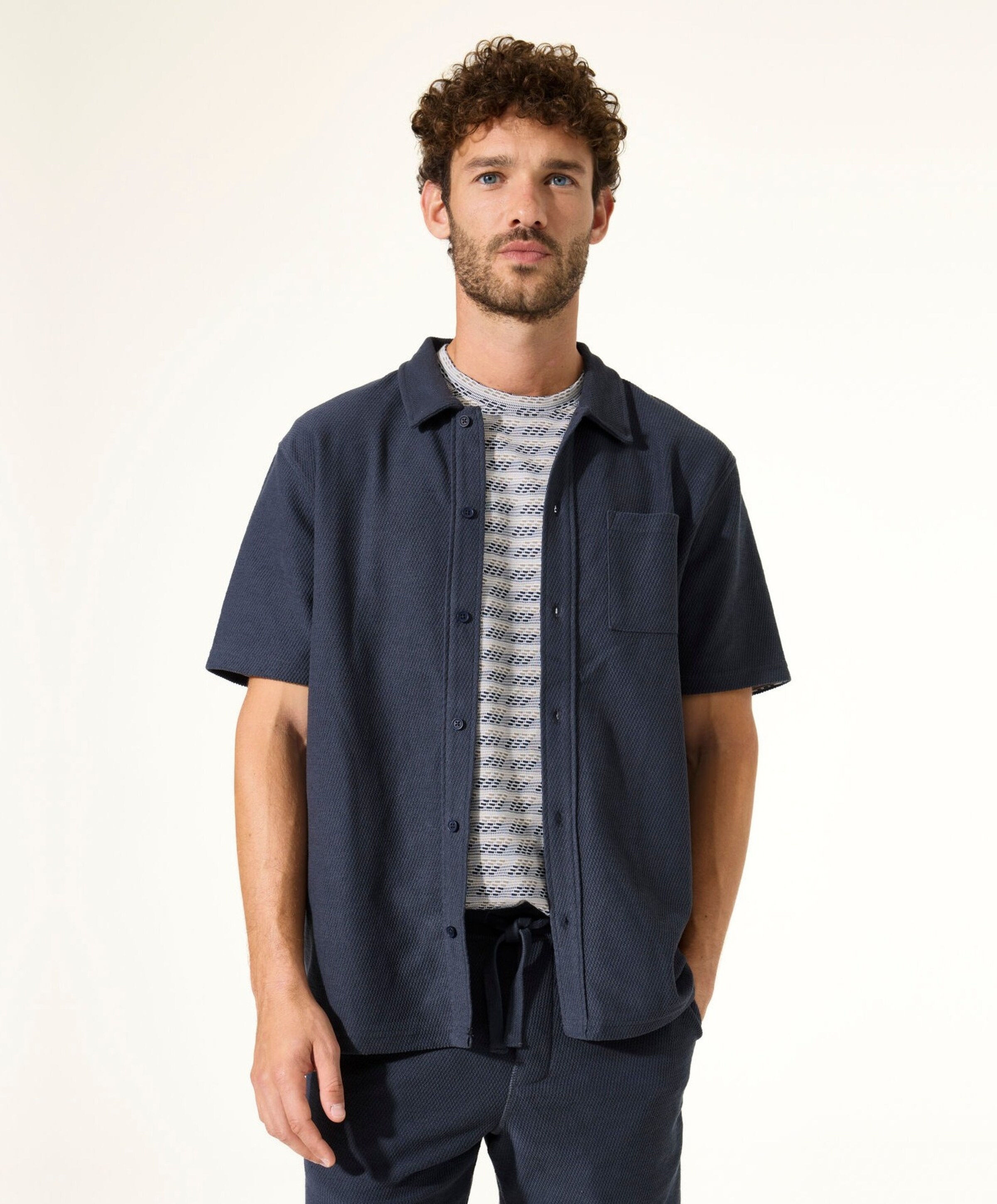Garcia Heren overhemd korte mouw blauw