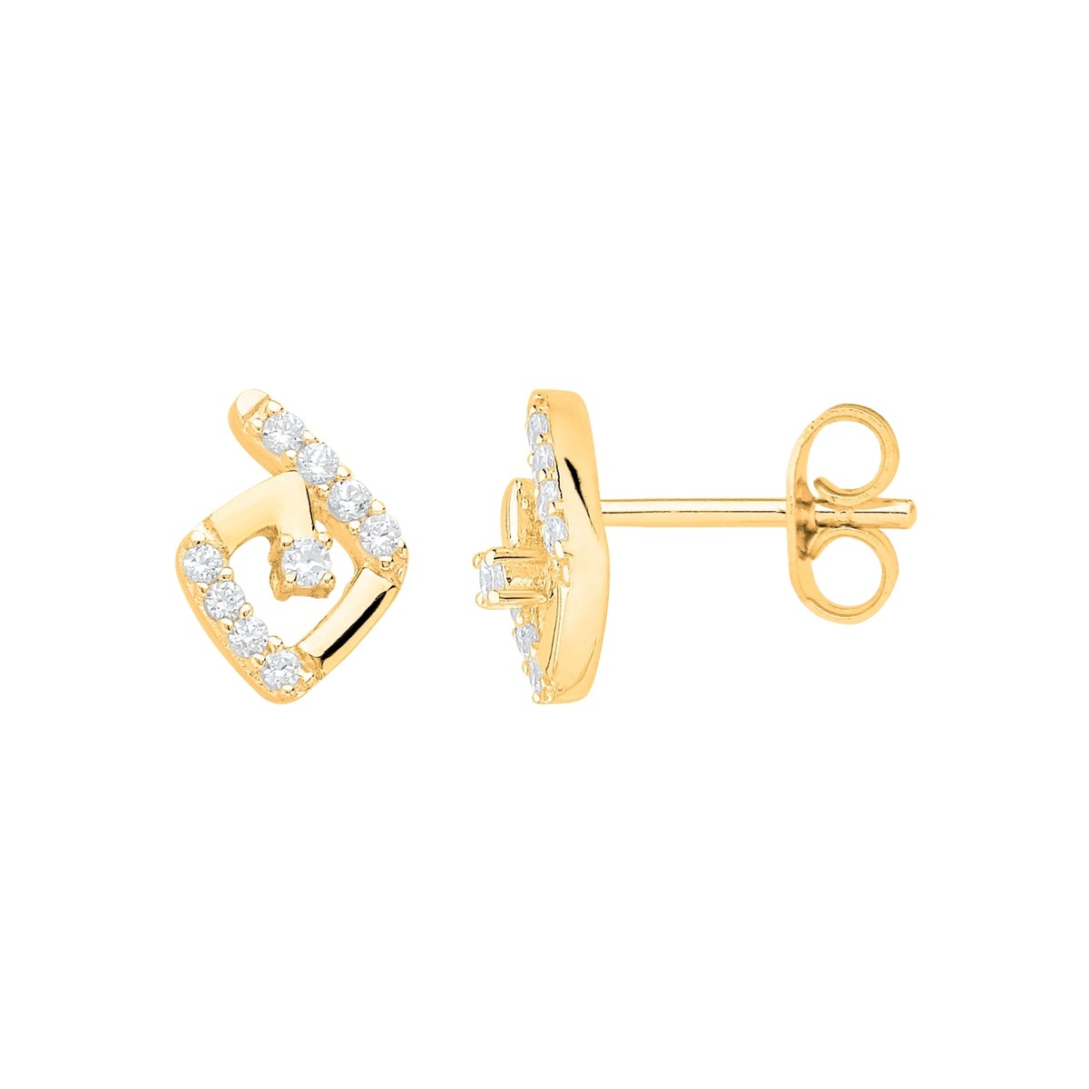 Boucles d'oreilles clous en Plaqué Or avec oxyde de zirconium blanc