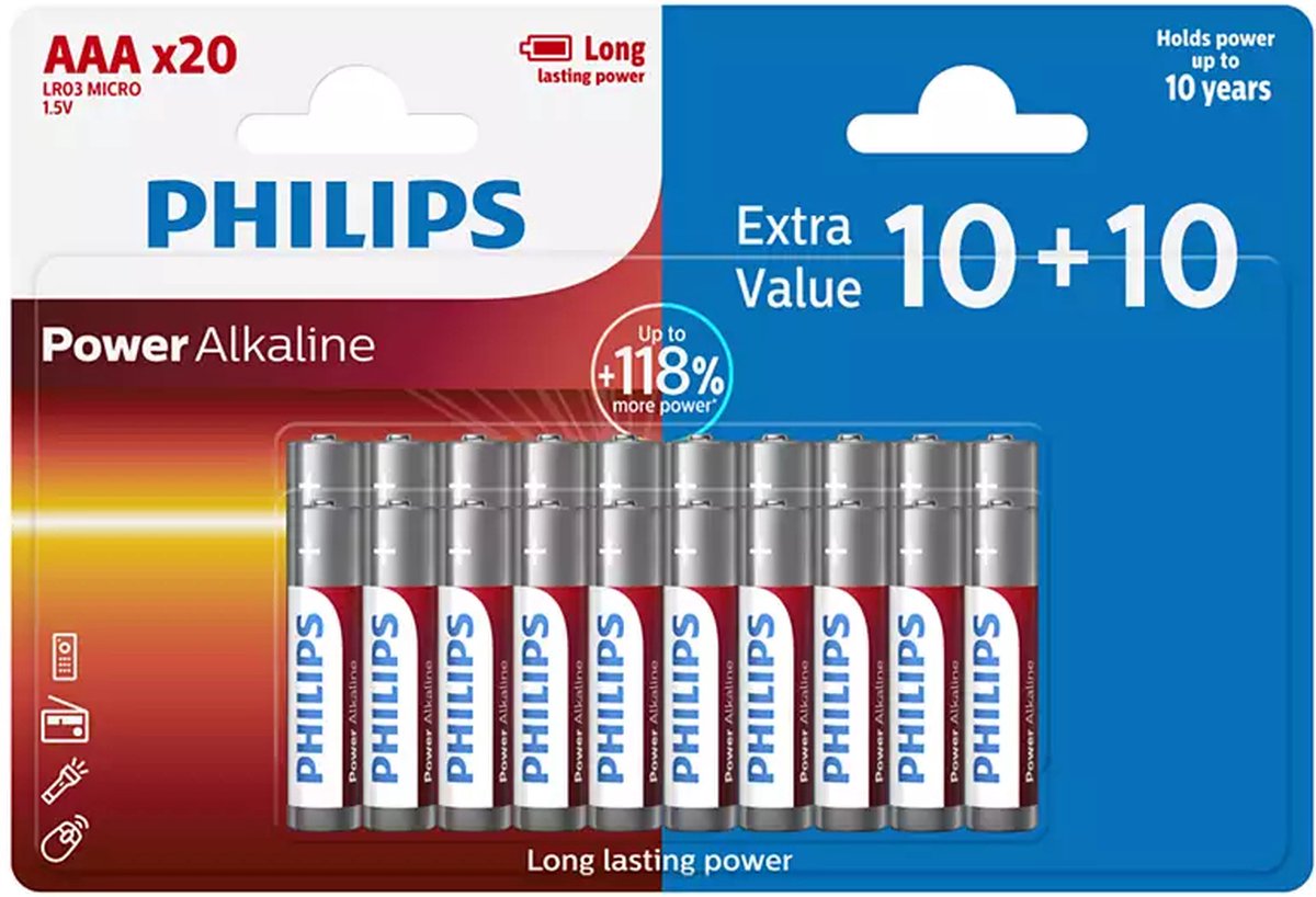 Philips Batterijen AAA - LR03/1.5V - 10+10