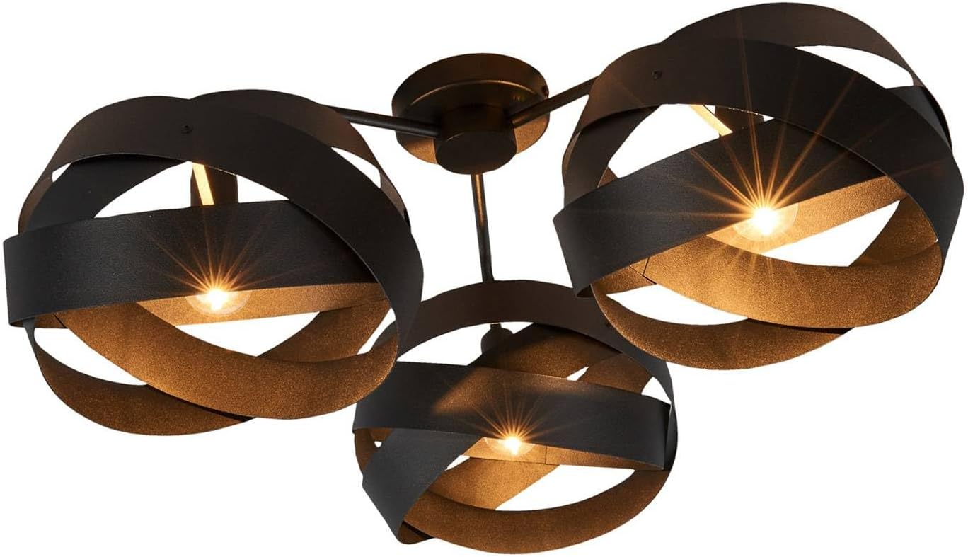 Euluna Deckenlampe Tornado (Modern) in Schwarz aus Metall (3 flammig, E14) - Deckenleuchte Lampe Wohnzimmerleuchte