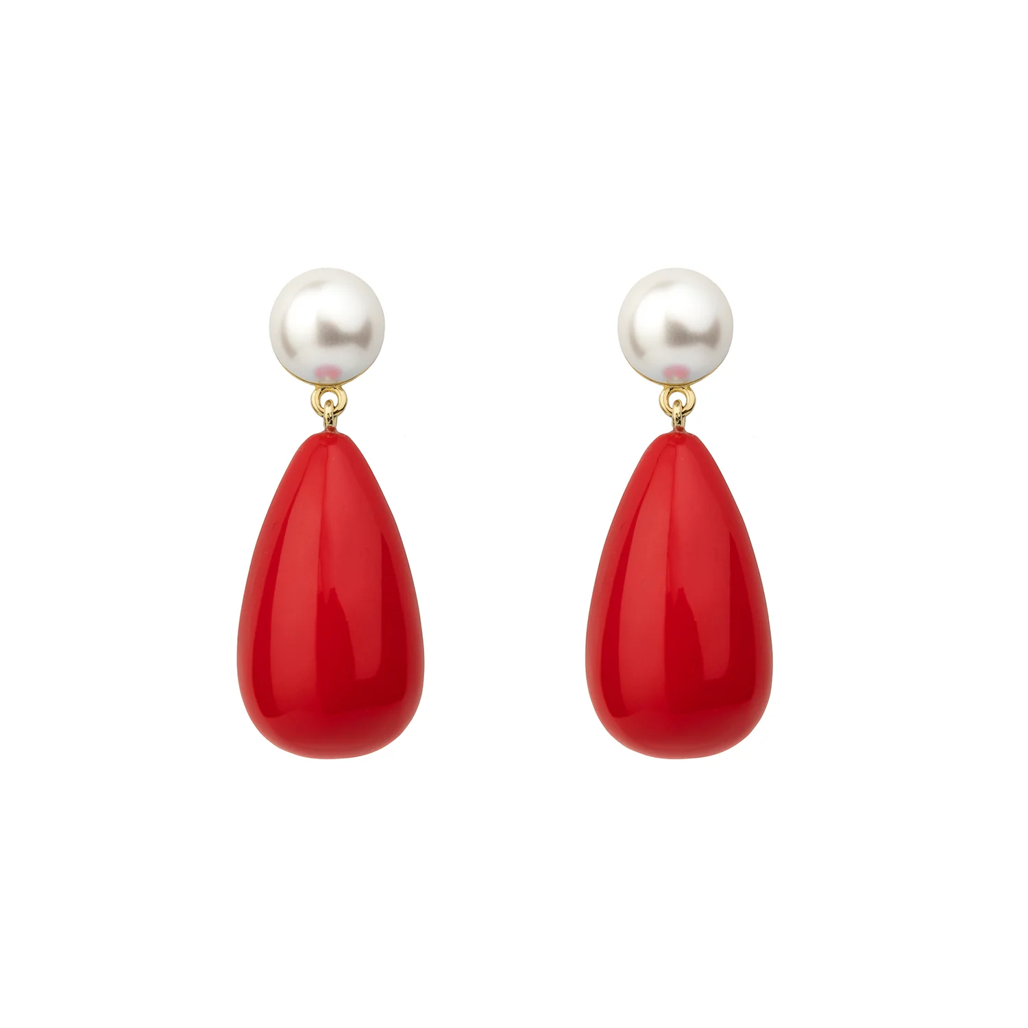 Eshvi  Drop øreringe - Red/Pearl