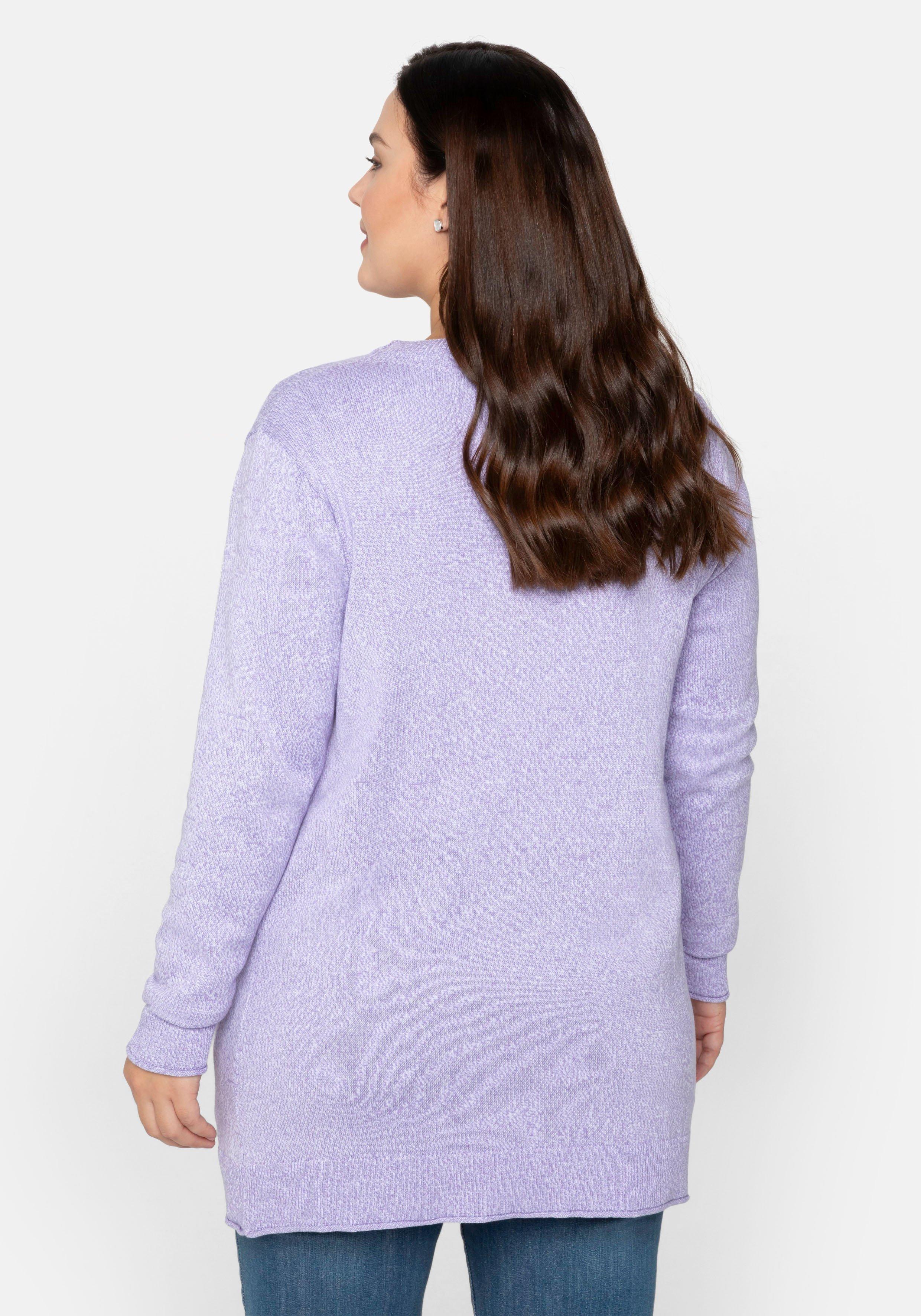 Longstrickjacke in offener Form
