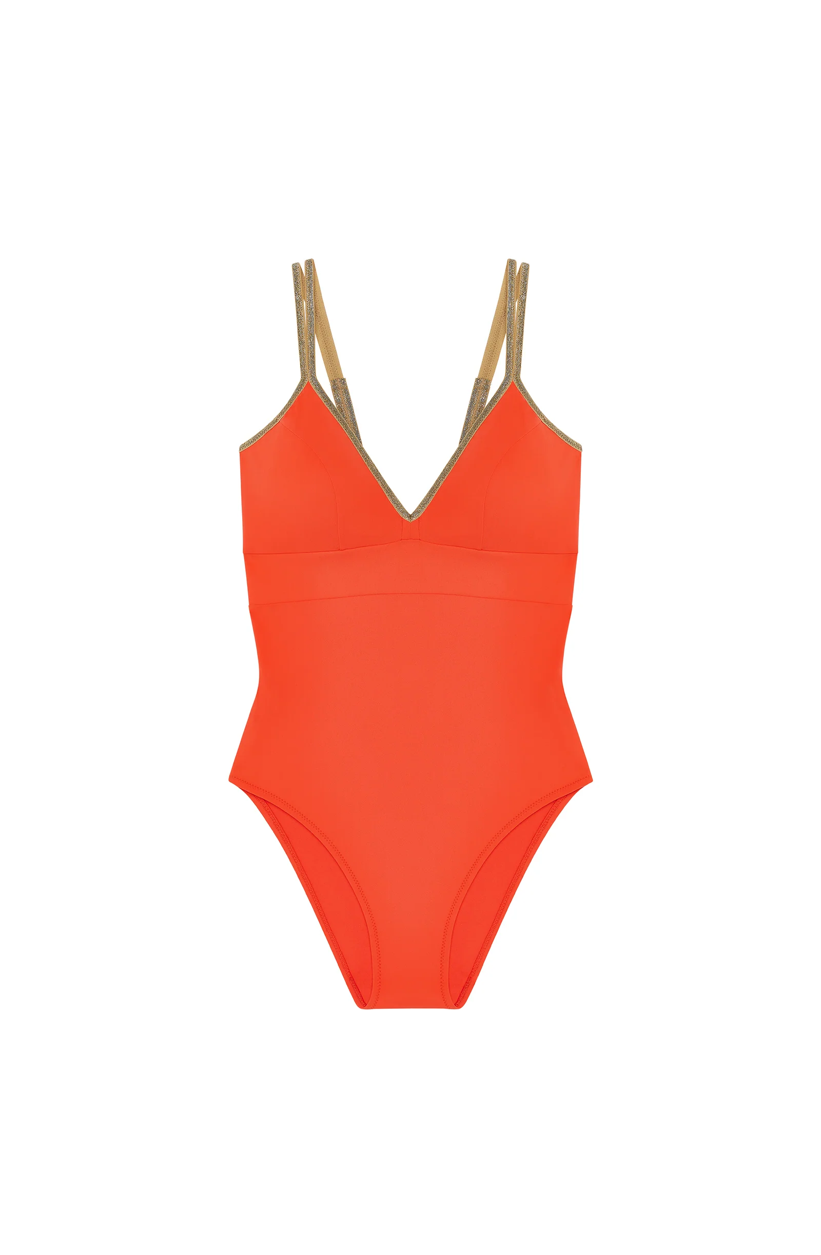 laos Maillot de bain une pièce brassière orange et lurex Orange
