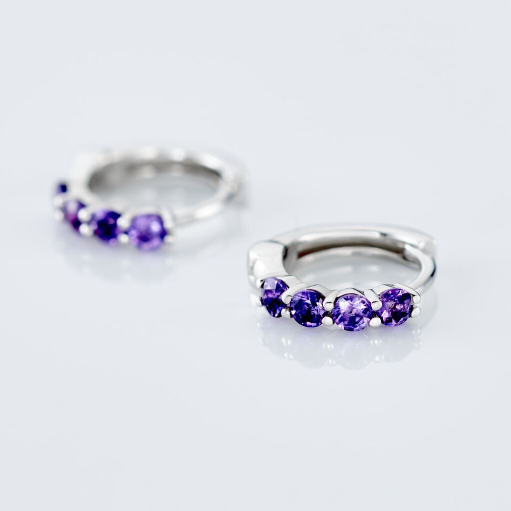 Créoles Leatrice Or Blanc Amethyste Violet