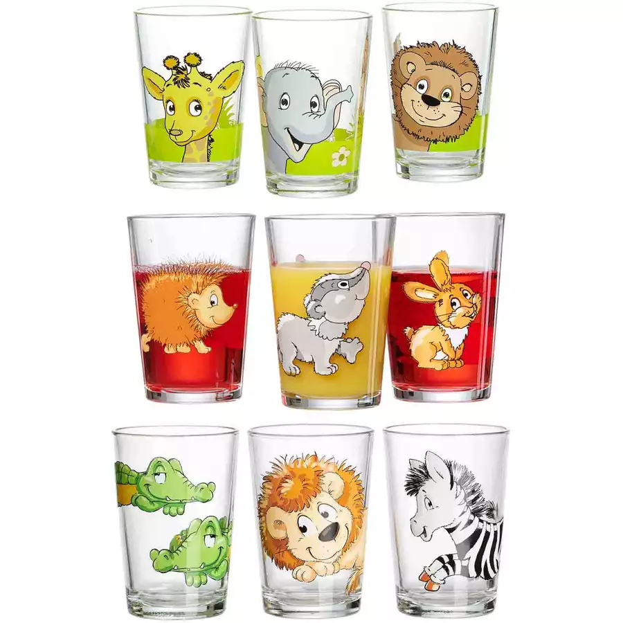 Ritzenhoff & Breker GmbH & Co. KG Kindergläser DschungelWaldZoo 205 ml 9er Set bunt