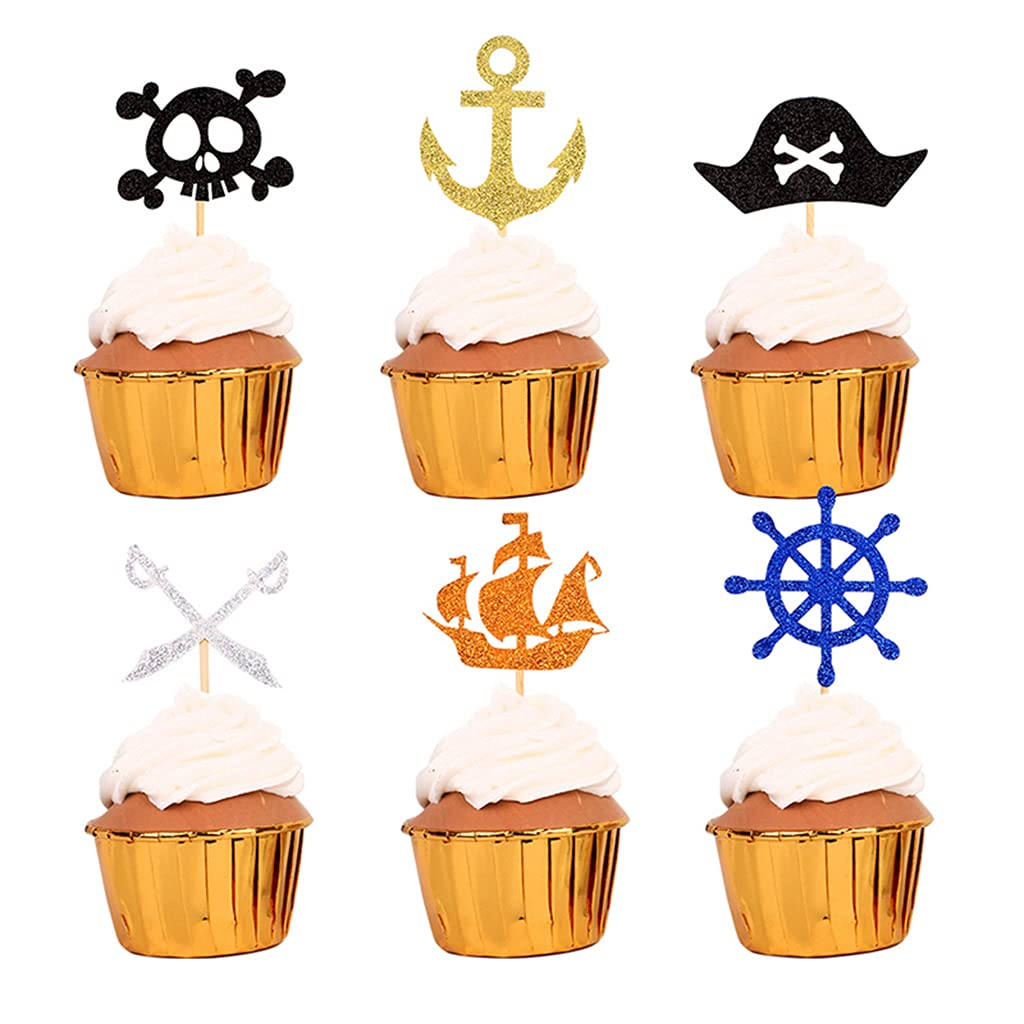 (7-tlg. Set) Kuchenstecker Tortenstecker Topper Dekoration für Torten / Kuchen - Piraten