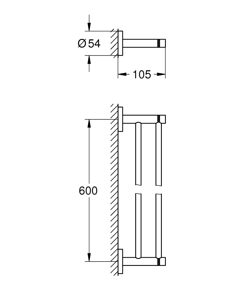Grohe Essentials handdoekhouder dubbel 60cm supersteel