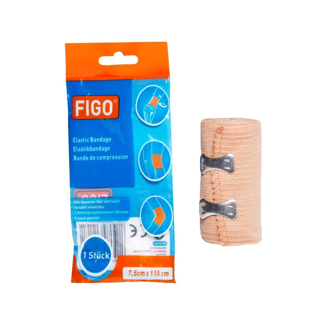 (7.5x115cm) Elastische Bandage Fixierender Wundverband inkl. 2 Befestigungsklammern