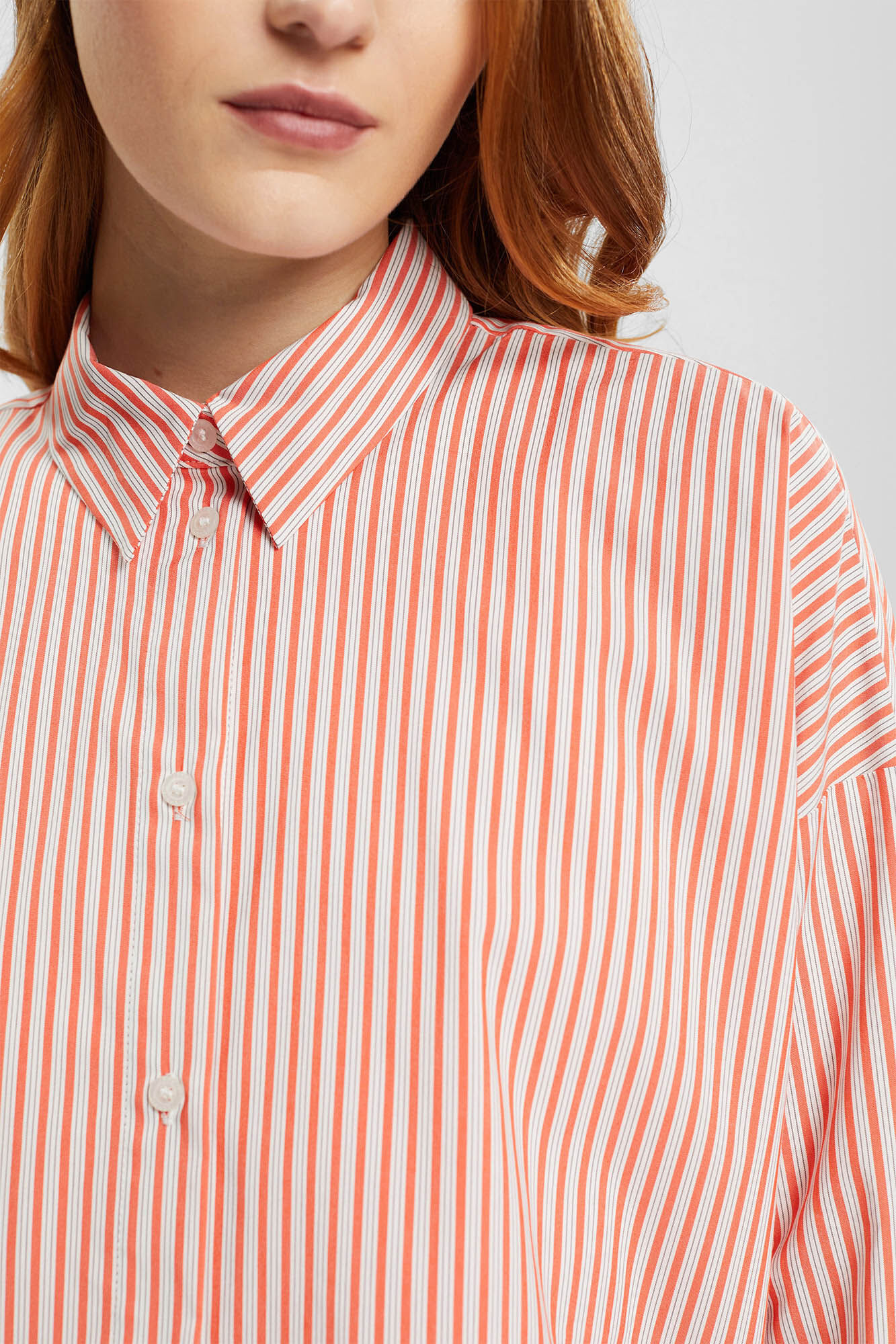 Camisa oversized com estampa listrada - Estampa laranja