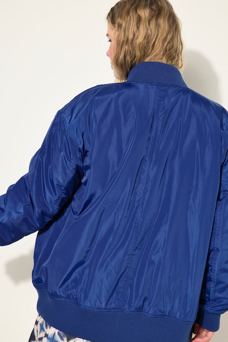 Bomberjacke, oversized, Collegekragen, Langarm