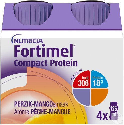 Fortimel Compact Protein 2.4kcal Arôme Pêche-mangue Complément Nutritionnel Dénutrition 4x125 ml