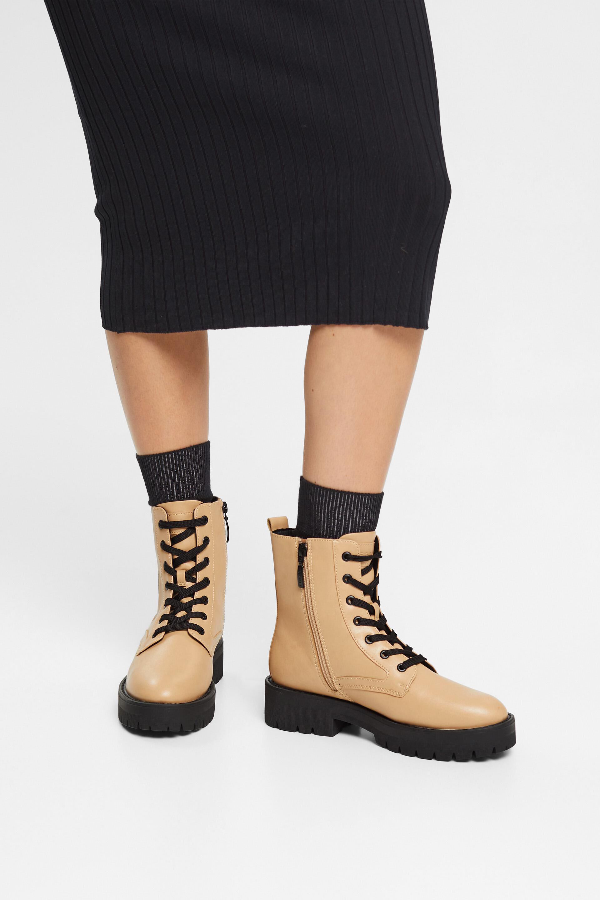 Bottes à lacets en similicuir