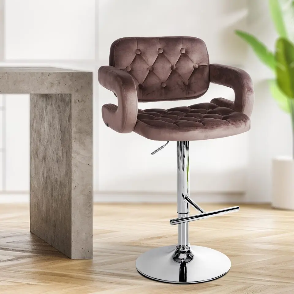 CLP Barkruk Dublin chroom Frame - Fluweel - bruin