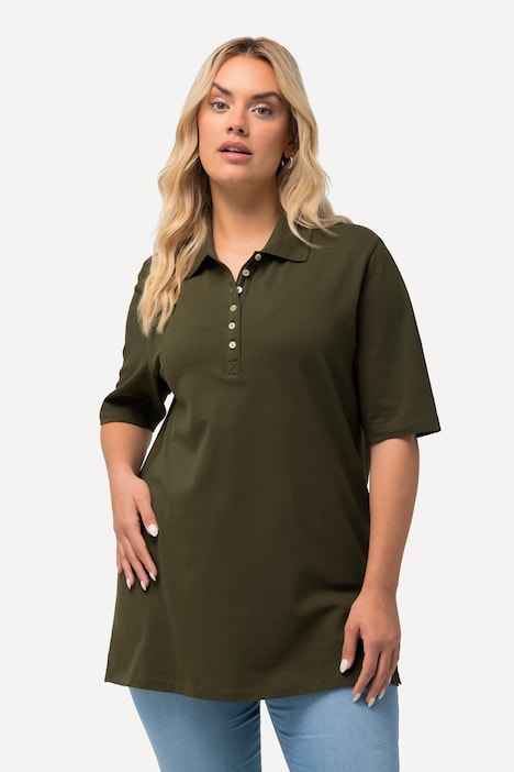 Poloshirt, Piqué, Polokragen, Samt-Knopfleiste, Halbarm