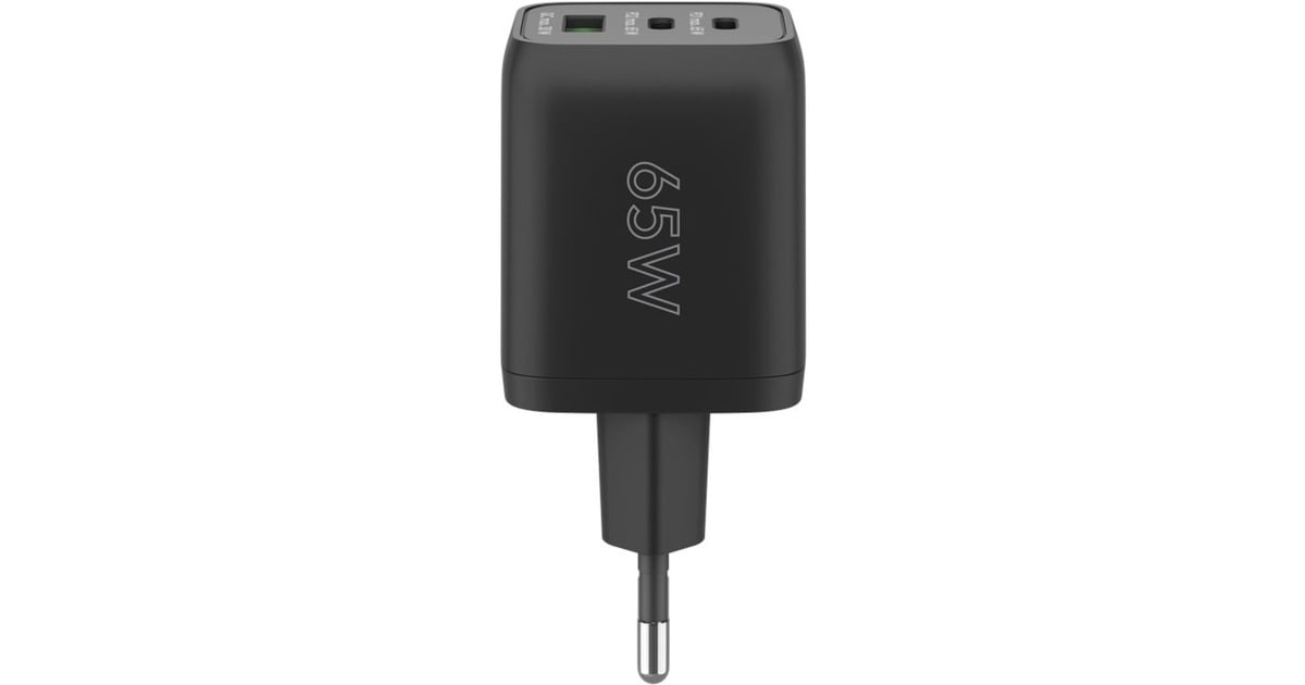 goobayUSB-C snellader Nano (65 W) en USB-C textielkabel  (Zwart, 1 meter)