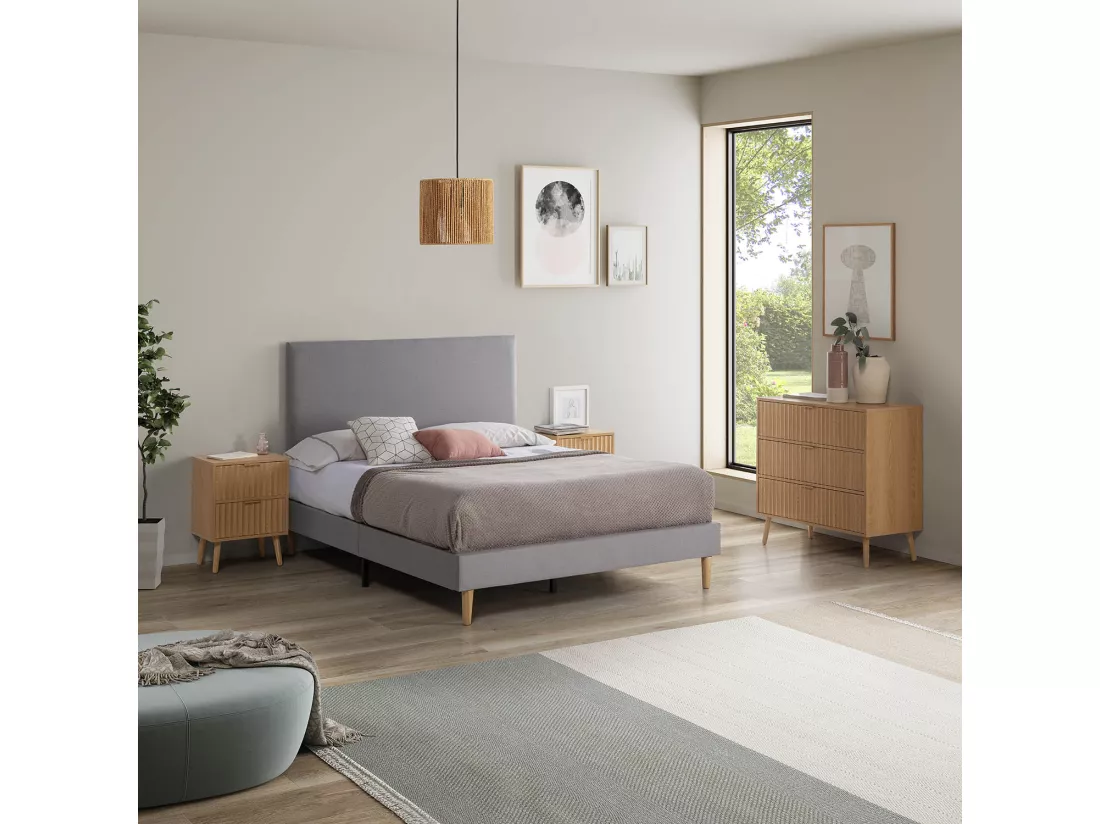 Sommier tapissier Aura 140x190 cm Gris clair, Hauteur 30 cm