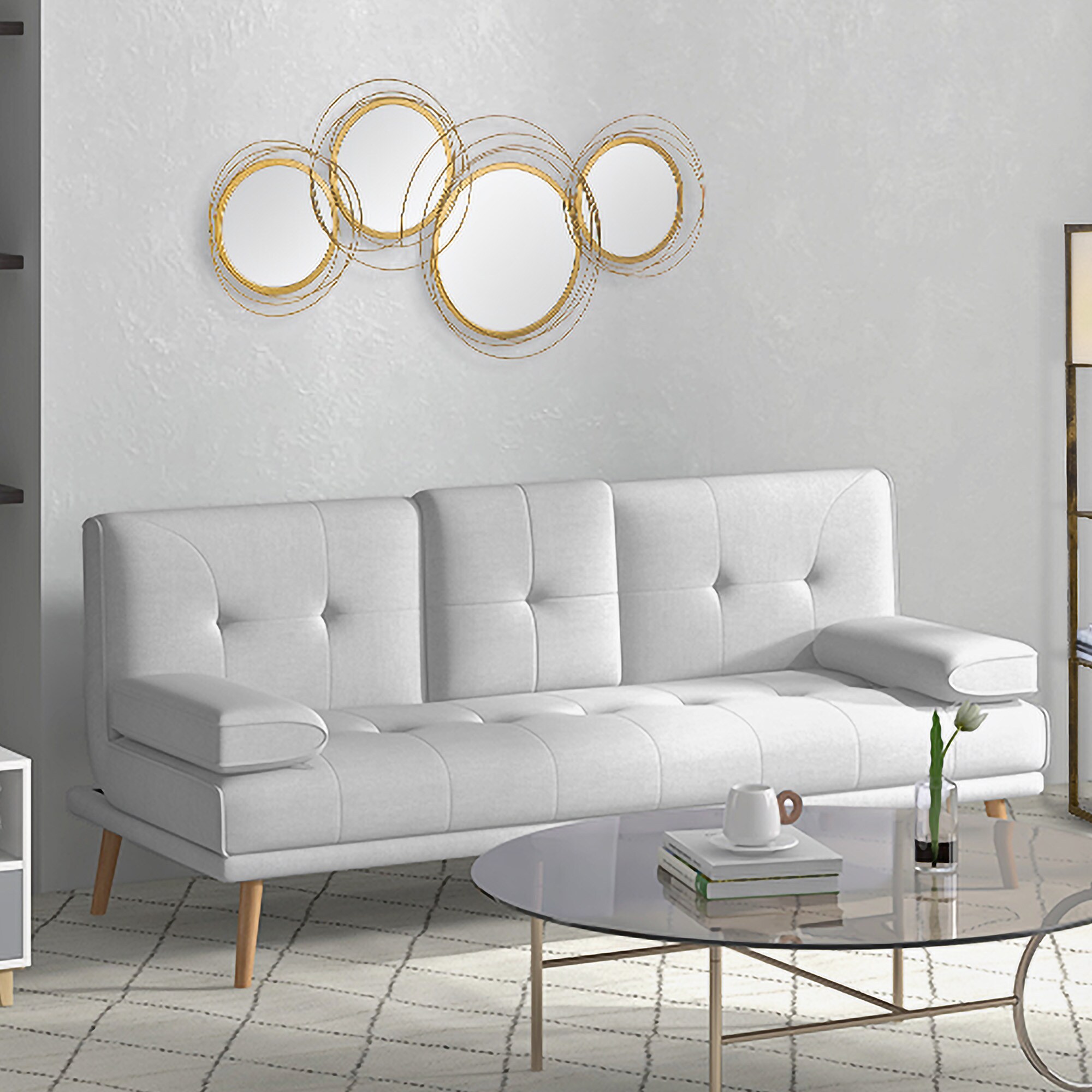 HOMCOM Wanddekoration mit Metallrahmen und Spiegeln gold 107L x 4B x 56H cm