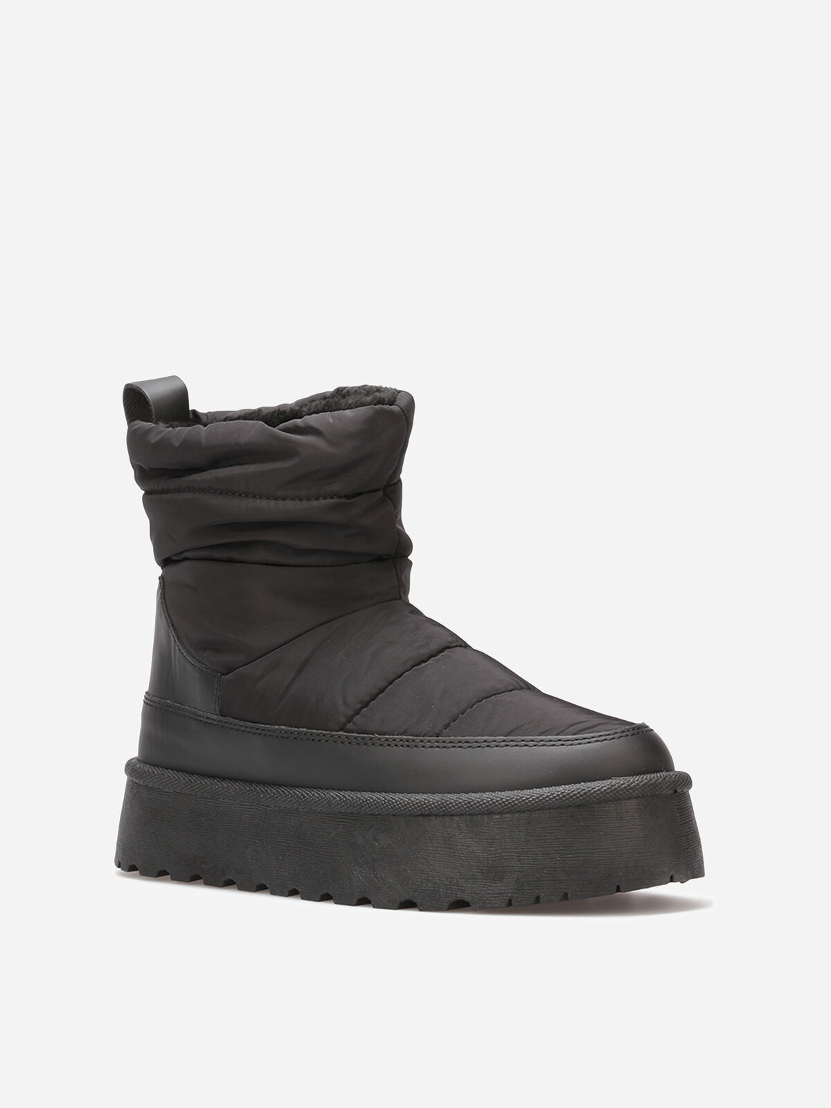 Boots matelassées et fourrées à plateforme- Noir