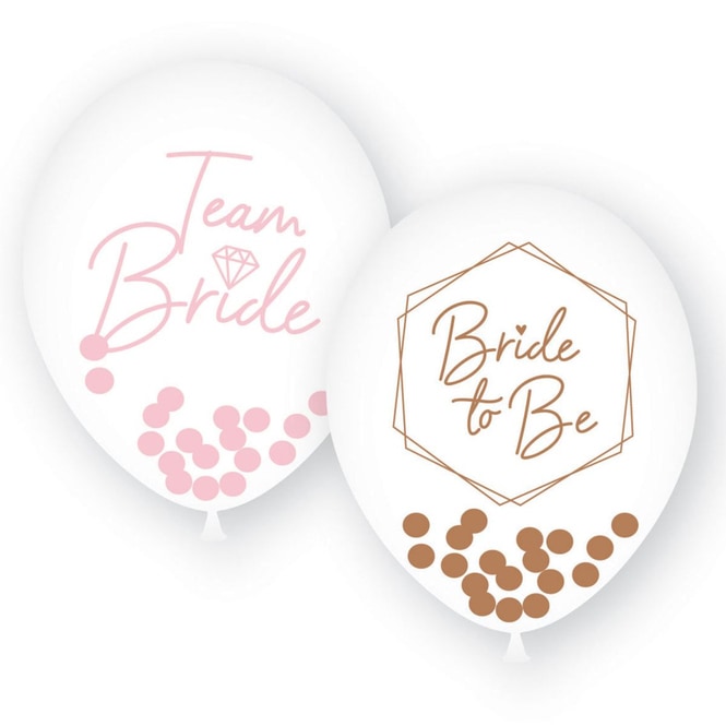 6 Latex Ballons - Team Bride - Ø ca. 27 cm