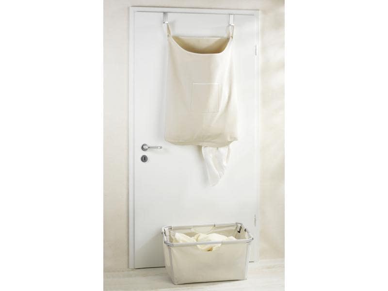 Wenko Wäschesammler Canguro  65 l, Beige/Silber Wäschesack aus hochwertiger Baumwolle