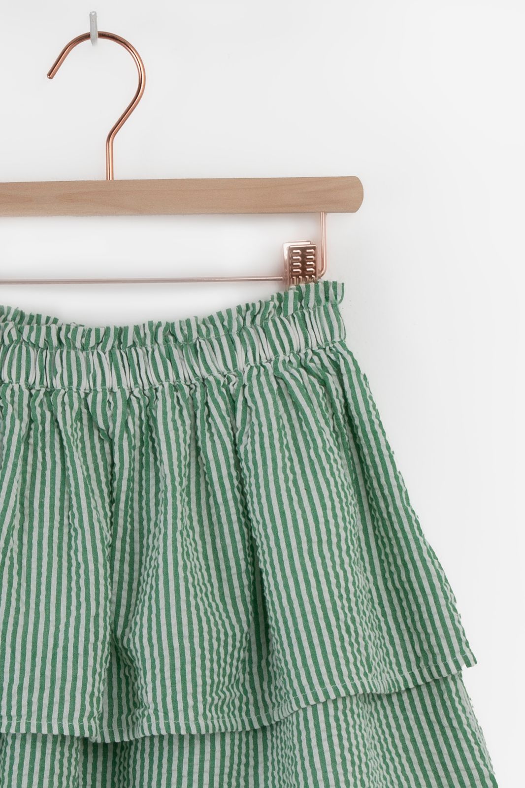 Groen gestreepte ruffle rok