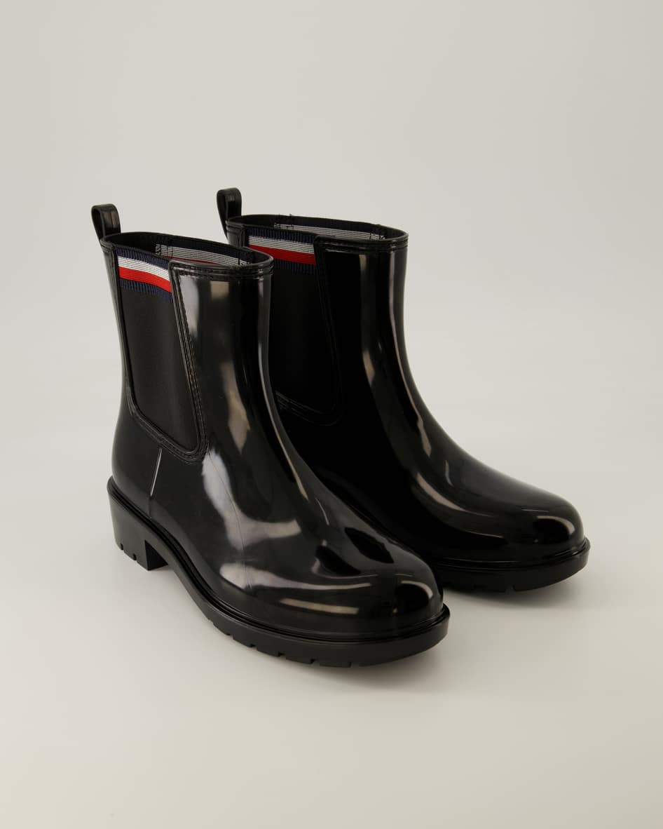 Tommy Hilfiger Corporate Elastic Rainboot Stiefeletten in Schwarz