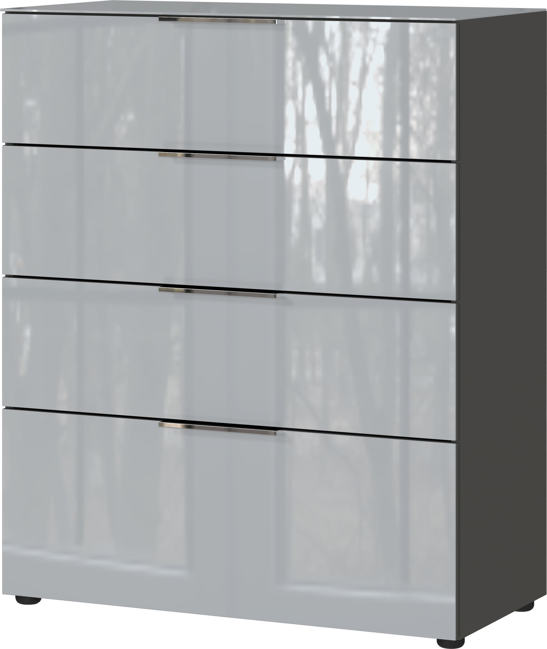 CASAVANTI Kommode OAKLAND 83 x 102 cm Glas Graphit/Silbergrau