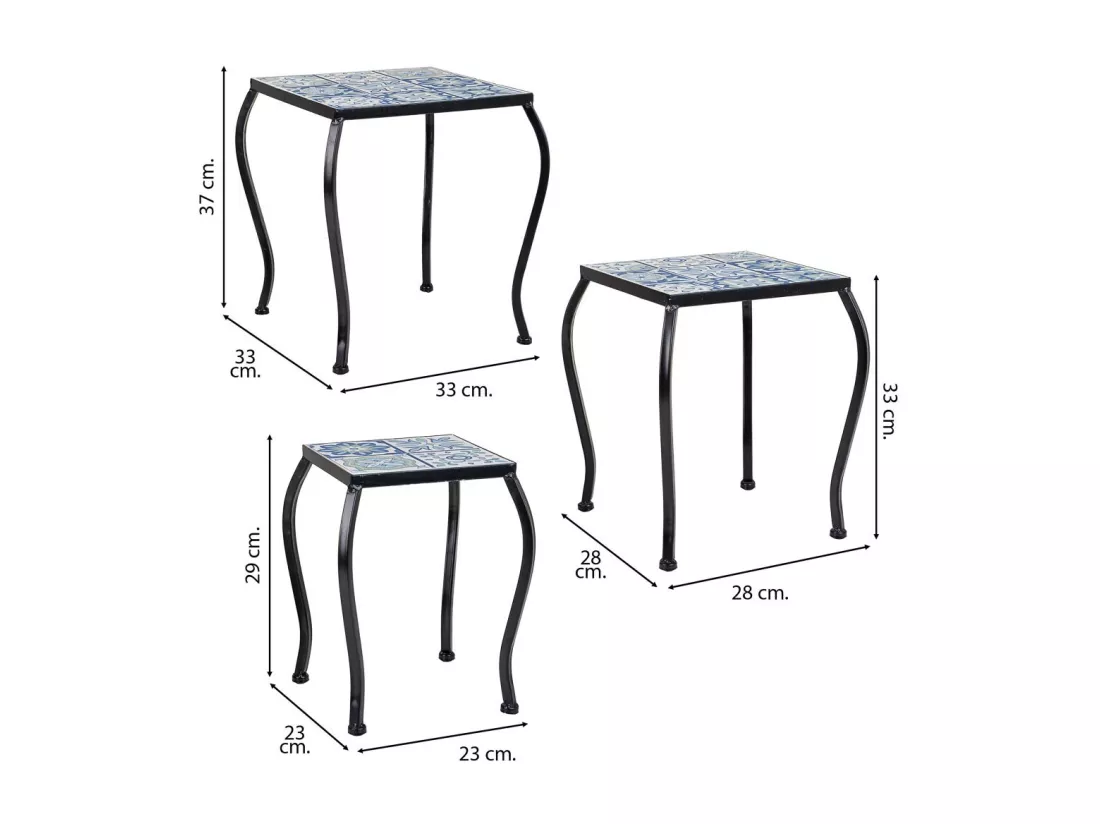 Ensemble de 3 supports en mosaïque et métal noirs