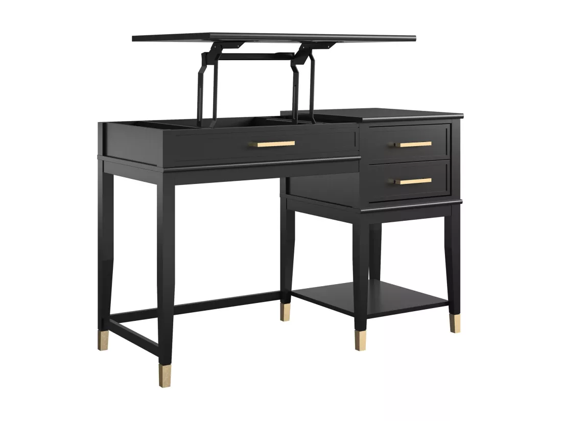 Westerleigh | Bureau d'ordinateur avec plateau relevable en MDF noir