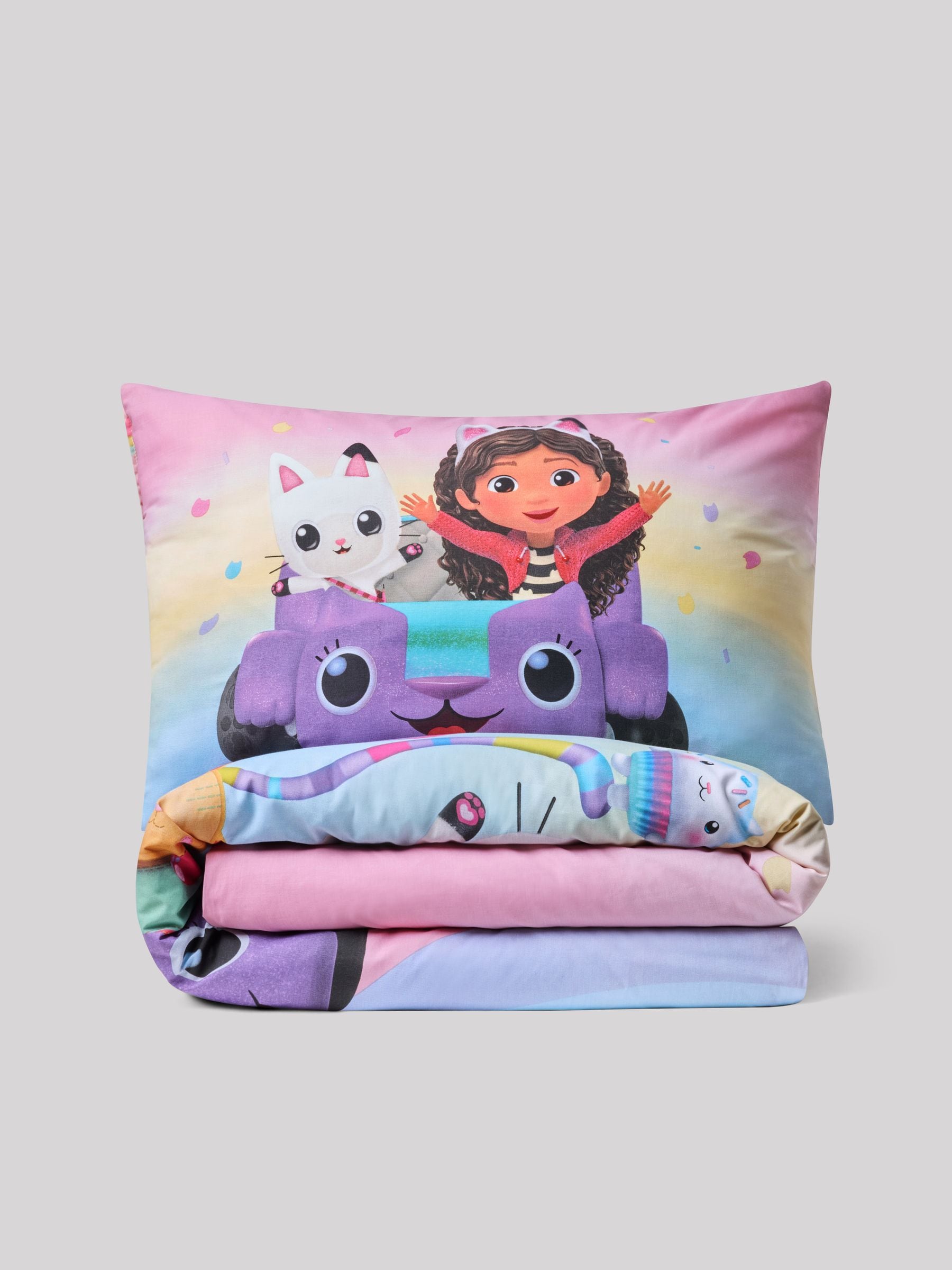 Gabby's Dollhouse - Regenboog - Set van dekbedovertrek en kussensloop