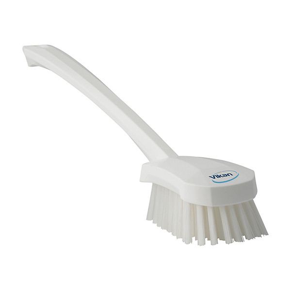 Brosse à main manche long, coloris blanc