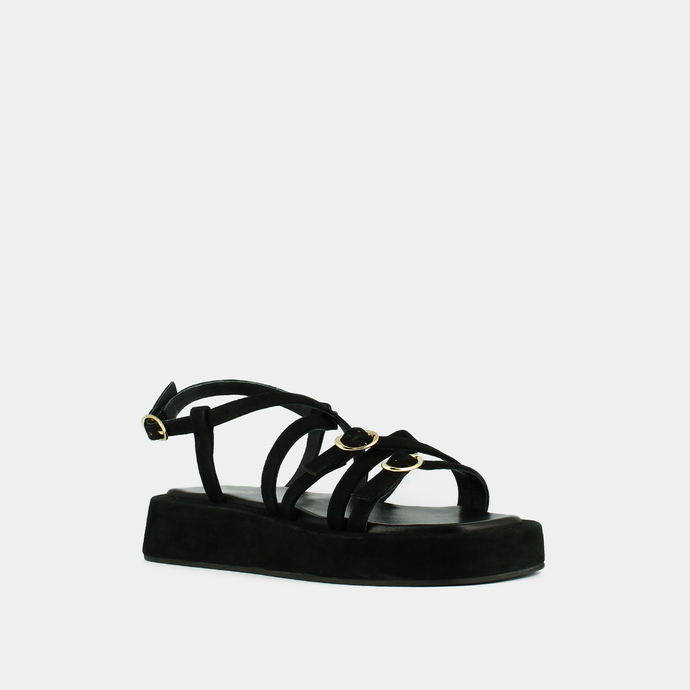 Sandales à brides et boucles  en velours noir