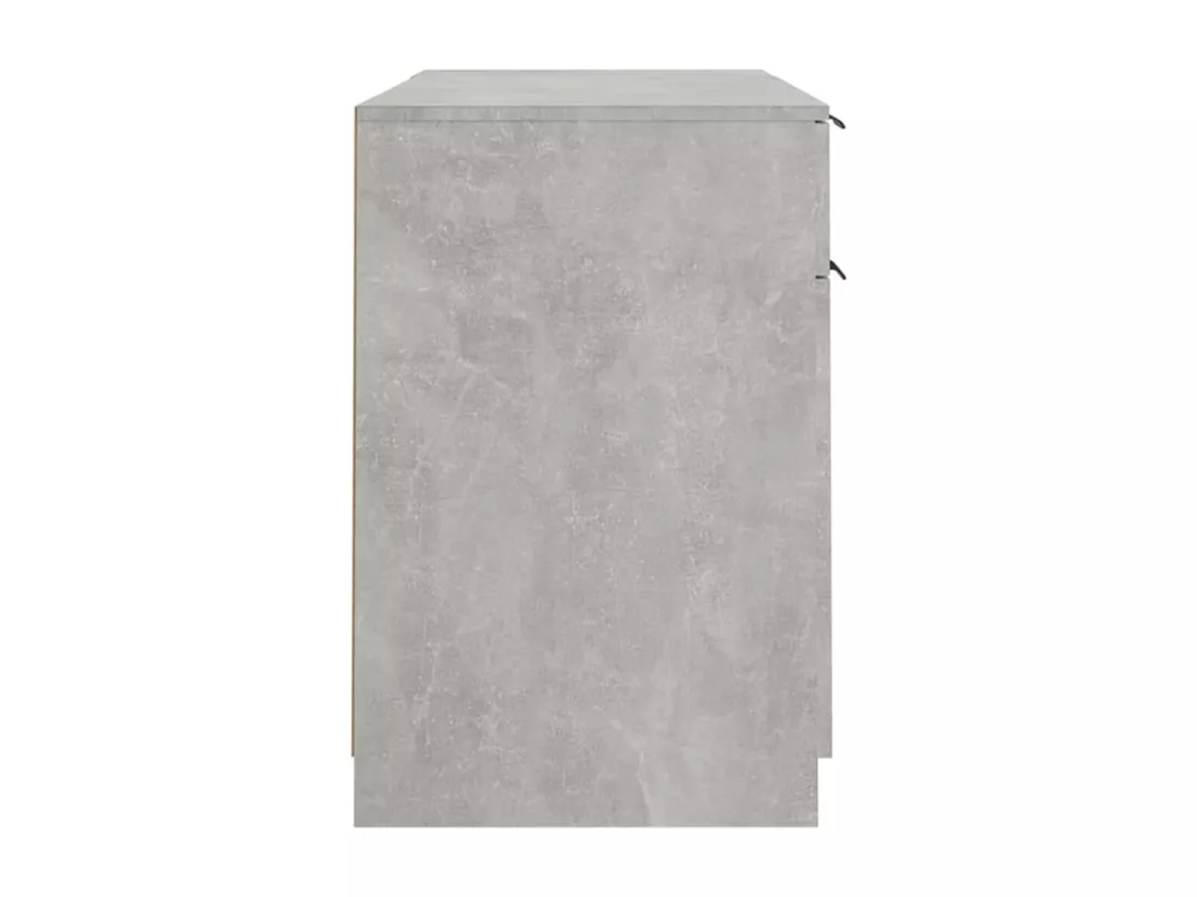 Bureau avec armoire latérale Gris béton Bois d'ingénierie