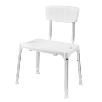 Secucare douchestoel Quatrro met rugleuning verstelbaar Hoogte 39-54 cm wit