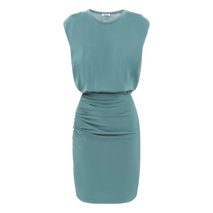 SMALLABLE BASICS Robe Drapée Femme Coton Bio | Bleu Vert