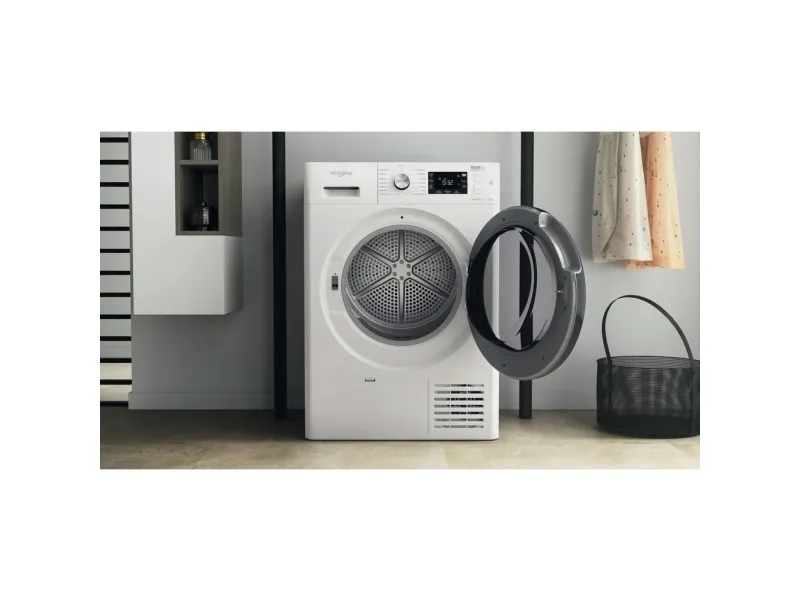 Whirlpool FFT M22 9X2B PL, Fritstående, Front-læsning, Kondensering, Sort, Hvid, Knapper, Dreje, Berøring, Højre