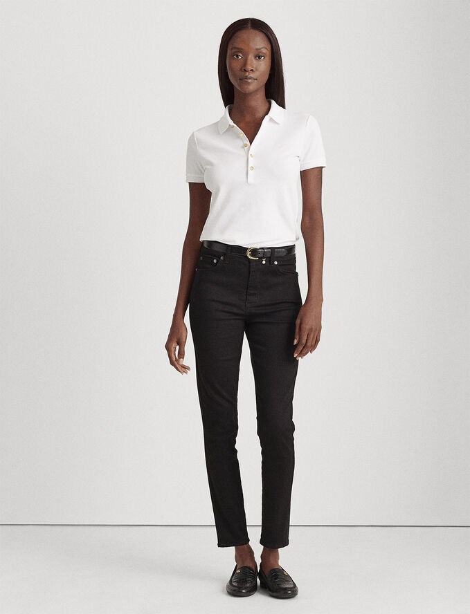 Lauren Ralph Lauren Piqu� Polo Shirt Hvid
