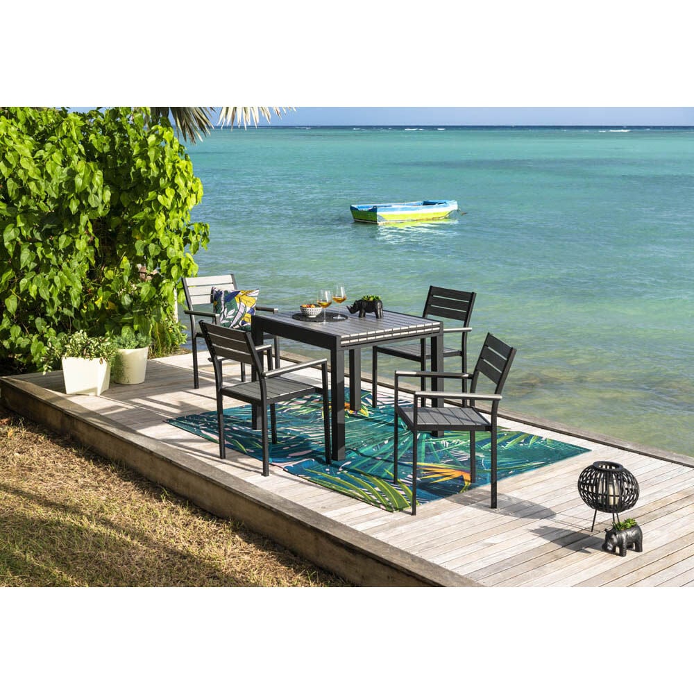Table de jardin extensible Finland noir gris 4/8 personnes