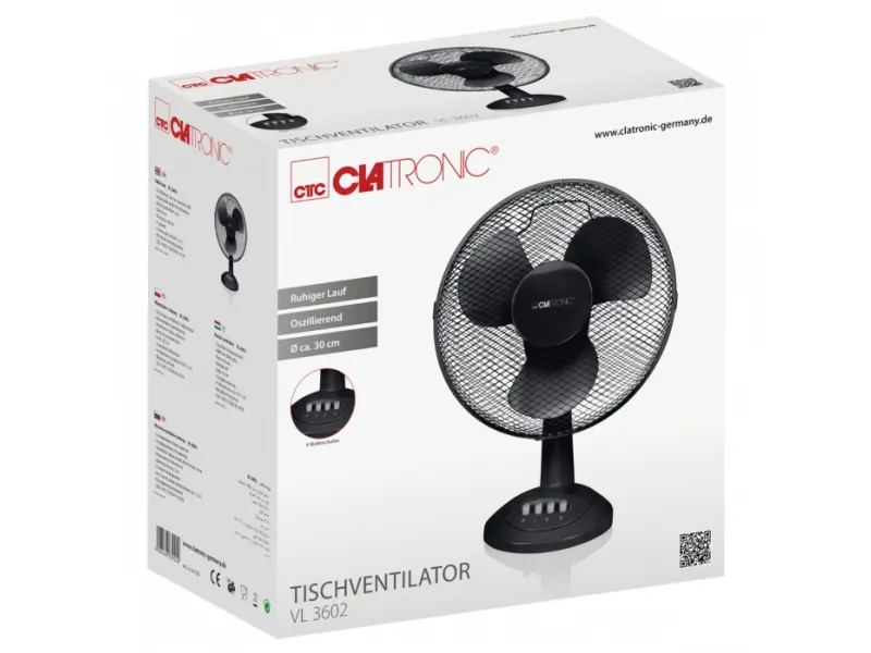Clatronic VL 3602 - Køleventilator - på bord - 30 cm - sort