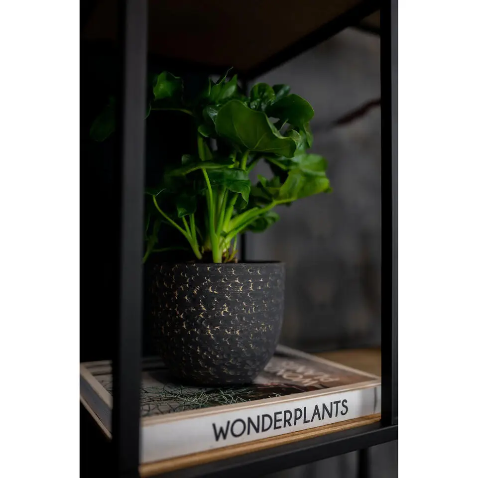 Ter Steege Plantenpot/Bloempot Lava Stone - zwart - D15 x H13 cm