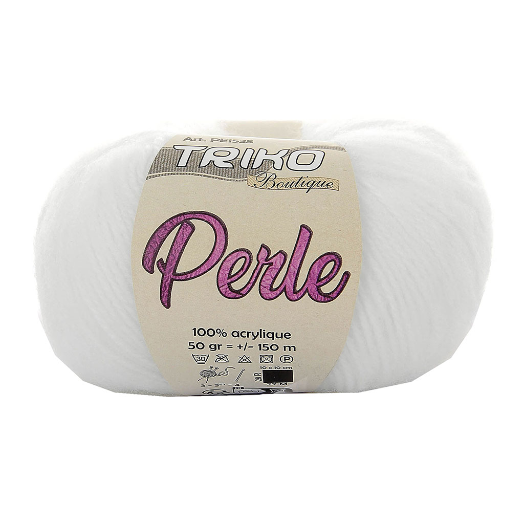 Pelote de laine acrylique PERLE blanc 50g