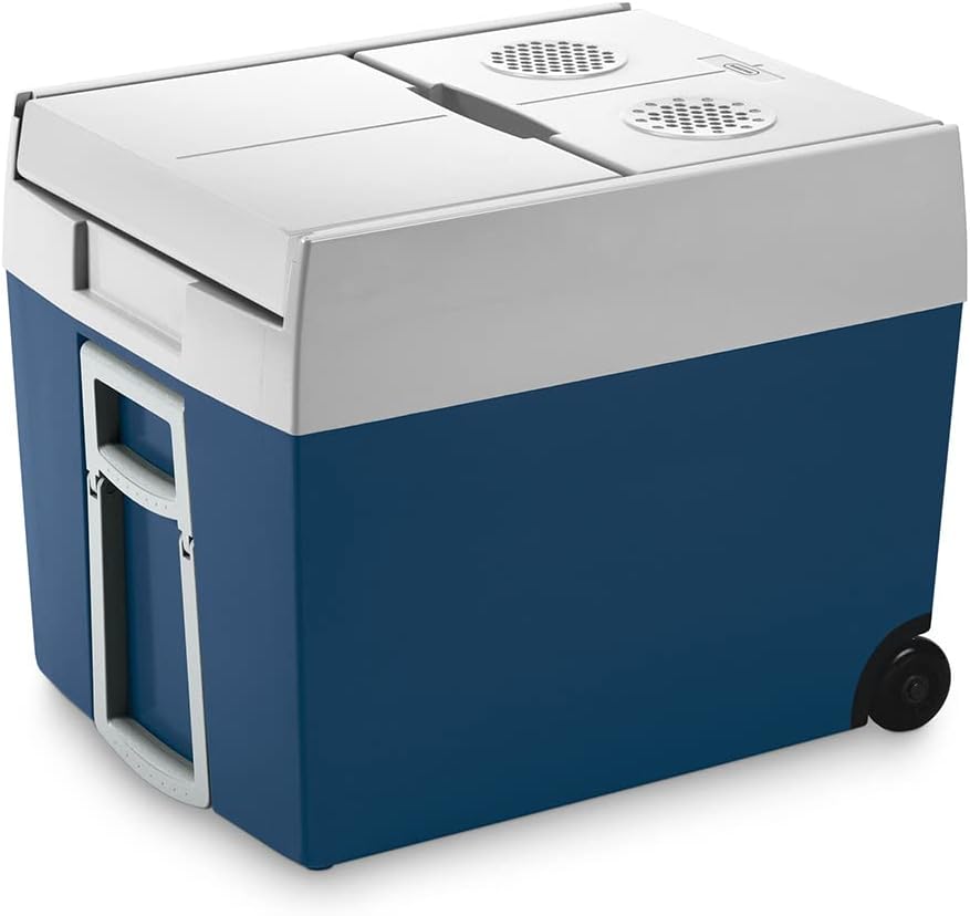 Mobicool MT48W AC/DC - elektrische Kühlbox mit Rollen passend für eine komplette Getränkekiste/Bierkiste, 48 Liter, 12 V und 230 V für Auto, LKW, Boot, Reisemobil und Steckdose