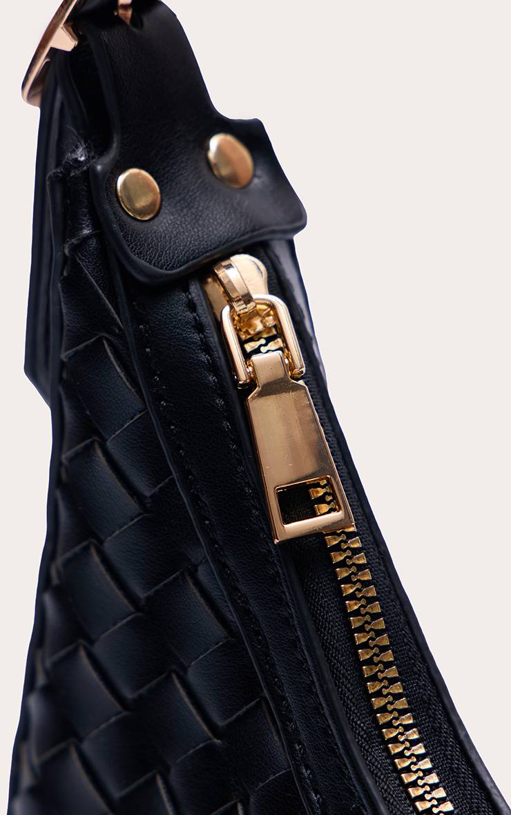 Noir Sac À Bandoulière Incurvé En Synthétiquecuir Gaufré