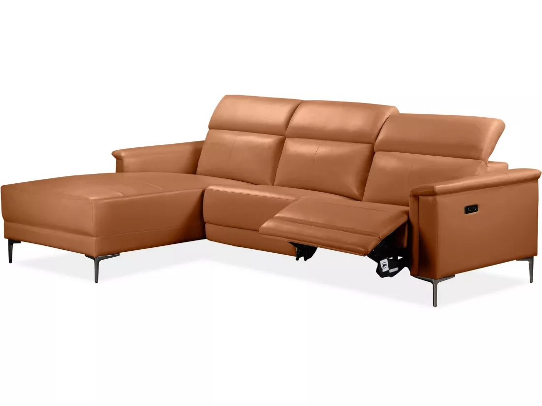 Lund 3S 1 fauteuil inclinable L Électrique Cognac