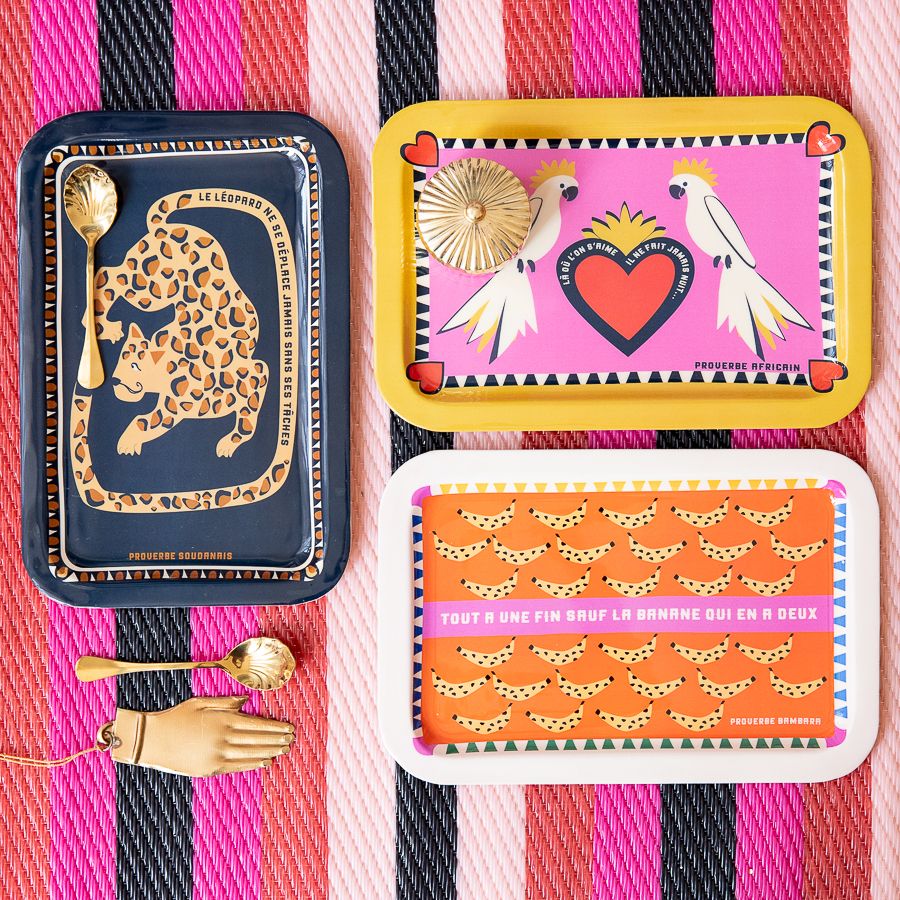Plateau rectangulaire en émail bananes Pondie Chérie
