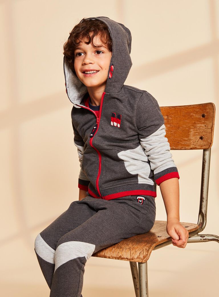 Sweat à capuche gris anthracite à broderie M