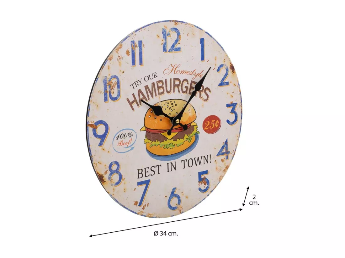 Horloge murale en bois blanc d34x2h