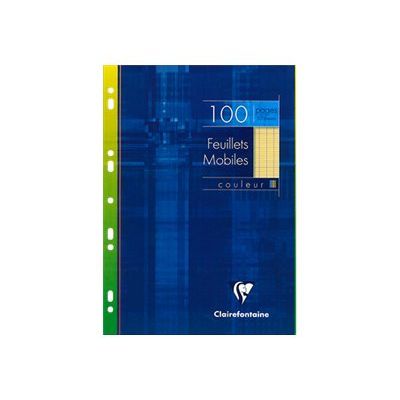 Clairefontaine - feuilles simples A4 - 100 pages - grands carreaux (Seyes) - perforées - jaune