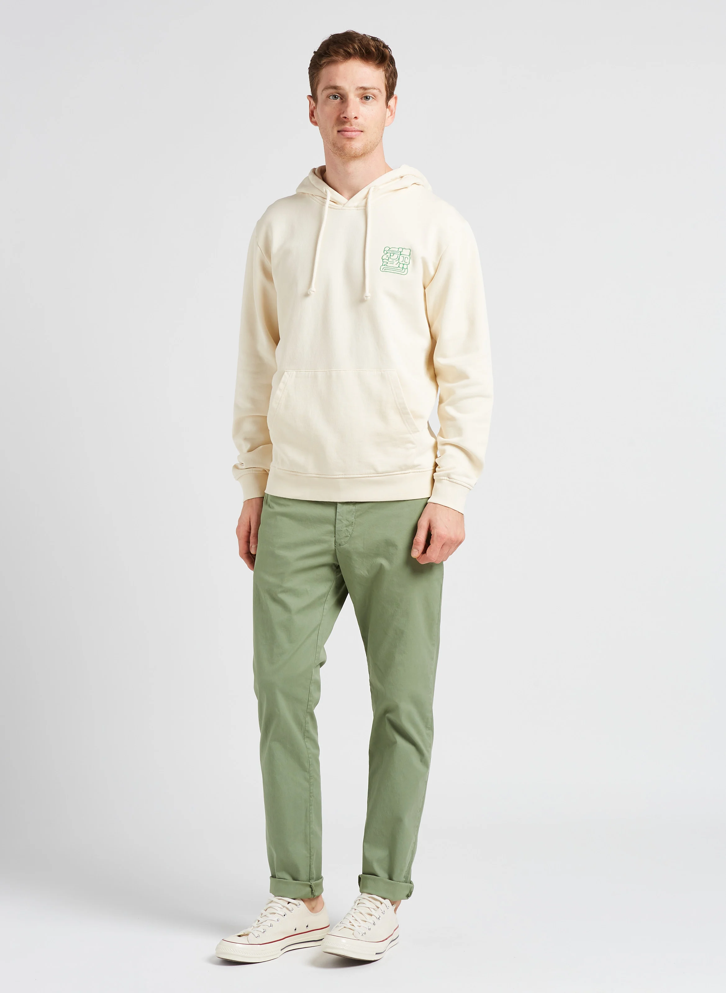 TIKAL - Sweat à capuche regular-fit brodé en coton bio | Blanc