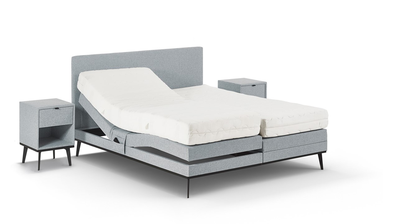 Elektrische boxspring Viggo met Silver Pocket Deluxe Foam matras oakland lichtgrijs